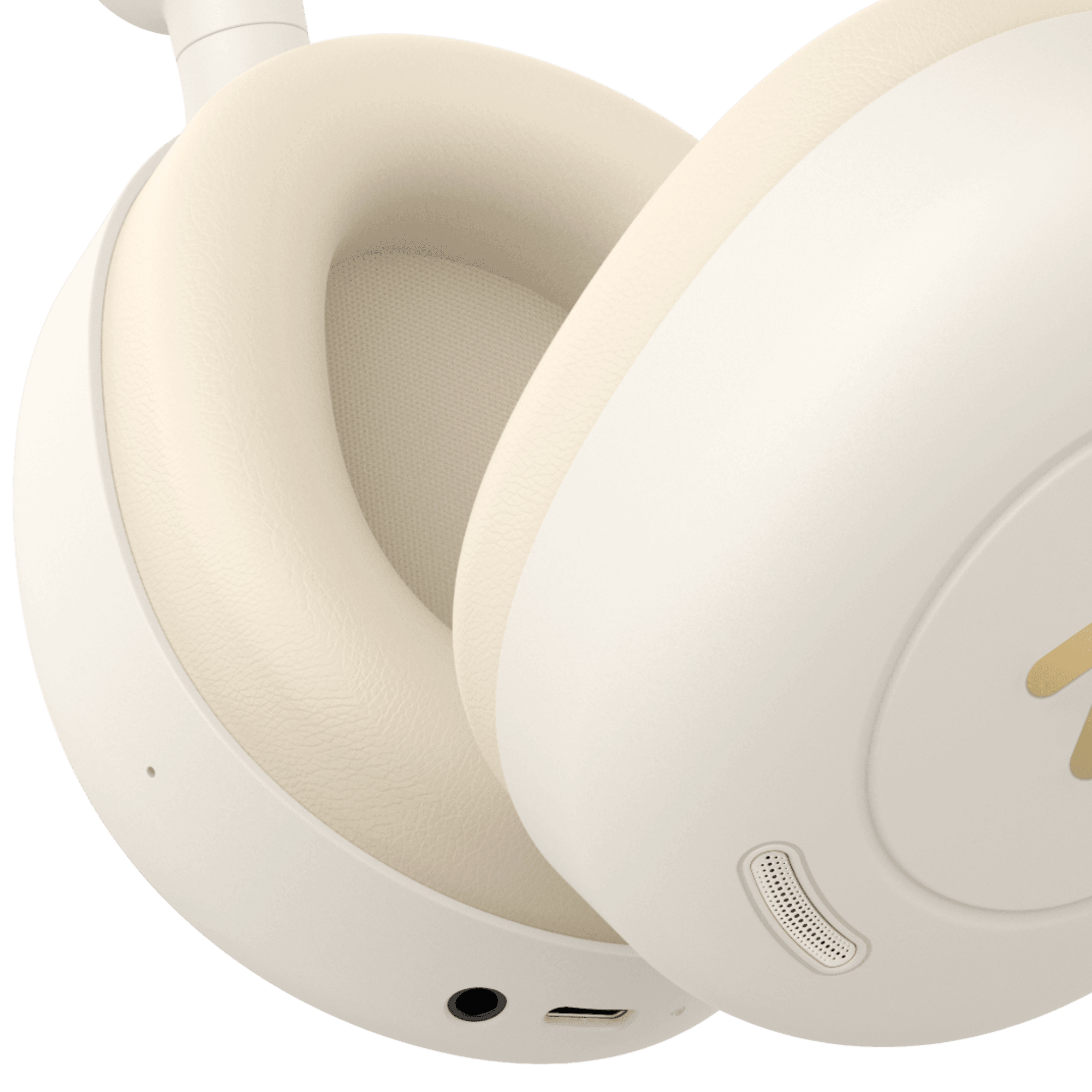 Casque beige bluetooth sans fil avec réduction du bruit active double appareils 