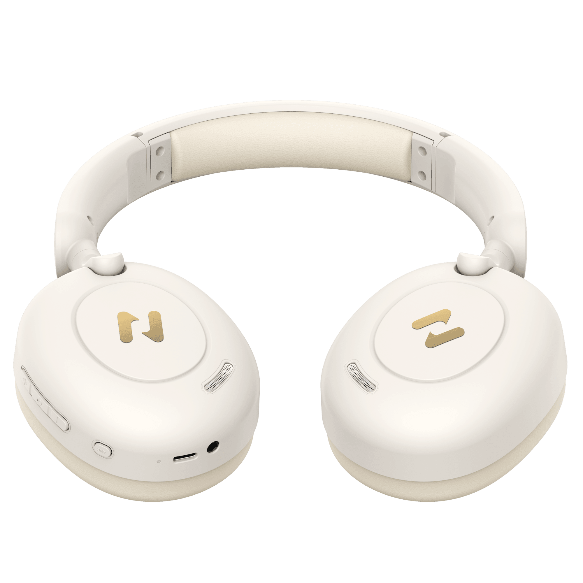 Casque beige bluetooth sans fil avec réduction du bruit active double appareils 