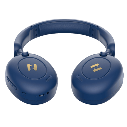 Casque bleu bluetooth sans fil avec réduction du bruit active double appareils 